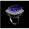 Image 4 : GIA Cert 22.59 ctw Tanzanite and Diamond Ring - 14KT White Gold