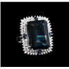 Image 1 : 30.20 ctw Blue Topaz and Diamond Ring - 14KT White Gold