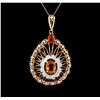 Image 1 : 5.15 ctw Orange Sapphire and Diamond Pendant - 14KT Rose Gold