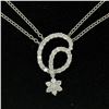 Image 1 : 18K White Gold 1.15 ctw F VS2 Diamond Cluster Star Double Cable Chain Necklace