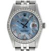 Image 2 : Rolex Mens Stainless Steel Blue MOP Baguette Diamond 36MM Datejust Wristwatch