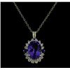 Image 1 : 16.40 ctw Tanzanite, Sapphire, and Diamond Pendant With Chain - 14KT White Gold