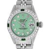 Image 1 : Rolex Ladies Stainless Steel Green Stamp Diamond & Emerald Datejust Wristwatch