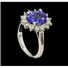 Image 4 : 3.02 ctw Tanzanite and Diamond Ring - 14KT White Gold