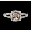 Image 2 : 0.80 ctw Morganite and Diamond Ring - 18KT White Gold