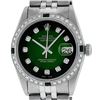 Image 1 : Rolex Mens Stainless Steel 36mm Green Vignette Diamond Datejust Wristwatch