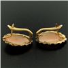 Image 4 : 18k Yellow Gold Carved Shell Cameo Earrings w/ Etched & Textured Frames