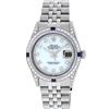 Image 2 : Rolex Mens Stainless Steel Diamond Lugs MOP Diamond & Sapphire Datejust Wristwat
