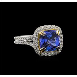 14KT Two-Tone Gold 4.29 ctw Tanzanite and Diamond Ring
