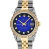 Image 2 : Rolex Mens 2 Tone 14K Blue Vignete Diamond Lugs Datejust Wristwatch