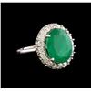 Image 1 : 14KT White Gold 5.95 ctw Emerald and Diamond Ring
