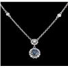 Image 2 : 0.36 ctw Blue Diamond Necklace - 14KT White Gold
