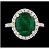 Image 2 : 3.94 ctw Emerald and Diamond Ring - 14KT White Gold