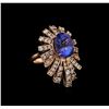 Image 1 : 8.16 ctw Tanzanite and Diamond Ring - 14KT Rose Gold
