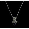 Image 1 : 1.00 ctw Sapphire and Diamond Pendant With Chain - Platinum and 14KT White Gold