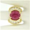 Image 4 : 18K Yellow Gold 6.54 ctw Oval Pink Tourmaline & Round Diamond Cocktail Ring