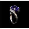Image 4 : 6.82 ctw Tanzanite and Diamond Ring - 14KT White Gold