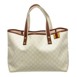 Gucci Cream GG Supreme Canvas Web Tote Handbag