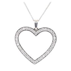 1.00 ctw Diamond Heart Shaped Pendant with Chain - 14KT White Gold