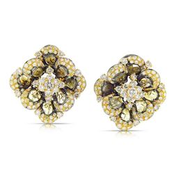 18k Two Tone Gold  6.95CTW Diamond and Sliced Dia Earrings