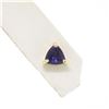 Image 7 : 14k Yellow Gold 1.20 ctw Prong Set Trillion Cut Amethyst Solitaire Stud Earrings