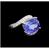 Image 1 : 14KT White Gold 5.13 ctw Tanzanite and Diamond Ring