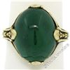 Image 5 : 14K Yellow Gold 10.03 ctw GIA Oval Cabochon VERY Fine Green Emerald Ring