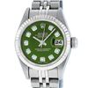 Image 1 : Rolex Ladies Stainless Steel Green Diamond Quickset Datejust Wristwatch