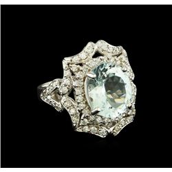 4.03 ctw Aquamarine and Diamond Ring - 14KT White Gold