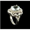 Image 4 : 4.03 ctw Aquamarine and Diamond Ring - 14KT White Gold
