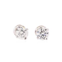 1.02 ctw Diamond Stud Earrings - 14KT White Gold