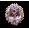 Image 2 : 14KT Rose Gold 39.46 ctw GIA Certified Kunzite and Diamond Ring