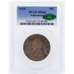 1925 Vancouver Commemorative Half Dollar Coin PCGS MS66 CAC