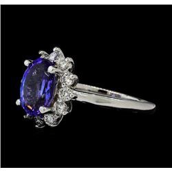 2.63 ctw Tanzanite and Diamond Ring - 14KT White Gold