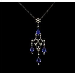 2.71 ctw Sapphire and Diamond Necklace - 18KT Rose Gold