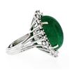 Image 9 : 18K White Gold 17.38 ctw GIA Large Cabochon Emerald & Diamond Oval Cocktail Ring