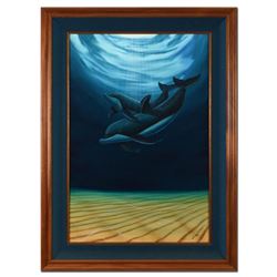 A Dolphin Love (With Reef) by Wyland Original