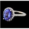 3.80 ctw Tanzanite and Diamond Ring - 14KT White Gold