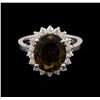 3.90 ctw Tourmaline and Diamond Ring - 14KT White Gold