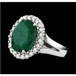 5.76 ctw Emerald and Diamond Ring - 14KT White Gold