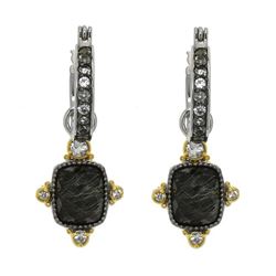 Silver Rutilated Quartz Doublet Drop Earrings