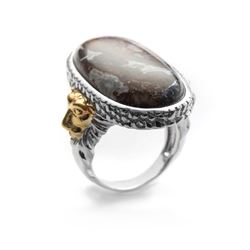 Silver Oval Wild Horse Elongated Lion Ring-SZ 7