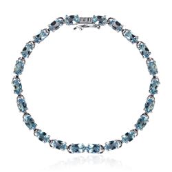 Sterling Silver Swiss Blue Topaz Line Bracelet 7"