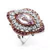 Image 2 : Silver Two-tone Pink Amethyst Halo Ring-SZ 7