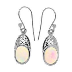 Sterling Silver Oval Ethiopian Opal Drop Earrings