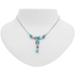 Sterling Silver Turquoise & Gemstones Y Necklace