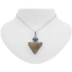 Silver Rainbow Pyrite, Citrine & Kyanite Pendant