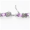 Image 2 : Sterling Silver Amethyst & Marcasite Line Bracelet