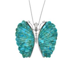 Silver Carved Turquoise Butterfly Pin/Pendant