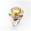 Image 2 : Silver Champagne Quartz Cocktail Ring-SZ 10